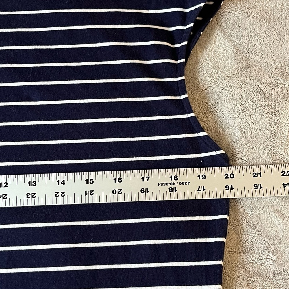 Lauren Ralph Lauren Nautical Navy White Striped Dress Belted Classic Preppy Sz L - Picture 9 of 10